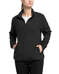 33,000ft Damen Fleece Pullover mit Halbreißverschluss Fleeceshirt Winter Warm Sweatjacke Microfleece Atmungsaktiv Fleecepulli für Reisen, Wandern Schwarz 36 von 33,000ft