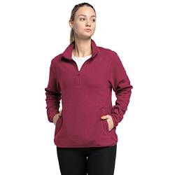 33,000ft Damen Fleece Pullover mit Halbreißverschluss Fleeceshirt Winter Warm Sweatjacke Microfleece Atmungsaktiv Fleecepulli für Reisen, Wandern Weinrot 36 von 33,000ft