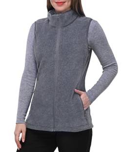 33,000ft Damen Fleece Weste Jacke Standkragen Ultraleicht Outdoor Westen Tops mit Taschen Reißverschluss Gilets Damenweste Dunkelgrau 54 von 33,000ft