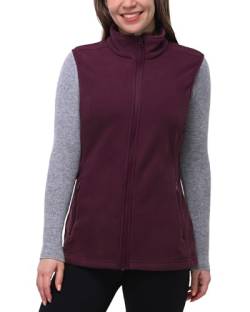 33,000ft Damen Fleece Weste Jacke Standkragen Ultraleicht Outdoor Westen Tops mit Taschen Reißverschluss Gilets Damenweste Dunkelrot 50 von 33,000ft