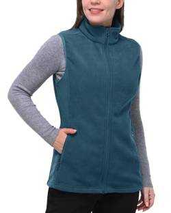 33,000ft Damen Fleece Weste Jacke Standkragen Ultraleicht Outdoor Westen Tops mit Taschen Reißverschluss Gilets Damenweste Dunkles Cyan 44 von 33,000ft