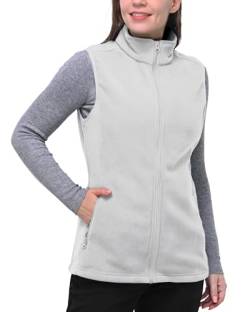 33,000ft Damen Fleece Weste Jacke Standkragen Ultraleicht Outdoor Westen Tops mit Taschen Reißverschluss Gilets Damenweste Stein Grau 34 von 33,000ft