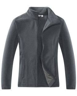 33,000ft Damen Fleecejacke mit Durchgehendem Reißverschluss Stehkragen Damen Leichte Fleece Jacke Antistatische Outdoor Damenjacke für Wandern und Freizeit, Dunkelgrau M von 33,000ft