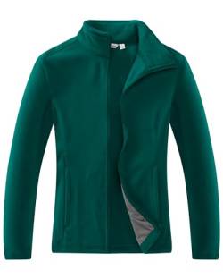 33,000ft Damen Fleecejacke mit Durchgehendem Reißverschluss Stehkragen Damen Leichte Fleece Jacke Antistatische Outdoor Damenjacke für Wandern und Freizeit, Dunkelgrün L von 33,000ft