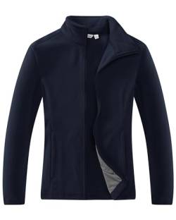 33,000ft Damen Fleecejacke mit Durchgehendem Reißverschluss Stehkragen Damen Leichte Fleece Jacke Antistatische Outdoor Damenjacke für Wandern und Freizeit, Dunkles Marineblau XS von 33,000ft