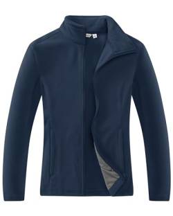 33,000ft Damen Fleecejacke mit Durchgehendem Reißverschluss Stehkragen Damen Leichte Fleece Jacke Antistatische Outdoor Damenjacke für Wandern und Freizeit, Nachtsblau XL von 33,000ft