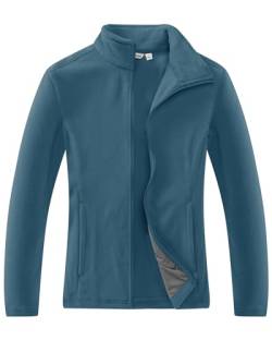 33,000ft Damen Fleecejacke mit Durchgehendem Reißverschluss Stehkragen Damen Leichte Fleece Jacke Antistatische Outdoor Damenjacke für Wandern und Freizeit, Petrol L von 33,000ft