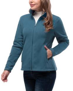 33,000ft Damen-Fleecejacken, leicht, warm, durchgehender Reißverschluss, atmungsaktiv, Microfleece, Damenpullover, lässig, lange Ärmel, ideal für Reisen, Outdoor-Sport, dunkelblau, 42 von 33,000ft