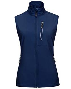 33,000ft Damen Leichte Laufweste Outdoor Softshell Weste Frau Ärmellose Jacke Winddichte Wasserdichte Atmungsaktive Vest Gilet für Laufen Golf Wandern Marineblau L von 33,000ft