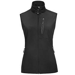 33,000ft Damen Leichte Laufweste Outdoor Softshell Weste Frau Ärmellose Jacke Winddichte Wasserdichte Atmungsaktive Vest Gilet für Laufen Golf Wandern Schwarz 2XL von 33,000ft