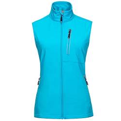 33,000ft Damen Leichte Weste Oberbekleidung Wasserdicht Stehkragen Softshell Fahrradweste Damen Reflektierende Ärmellose Jacke zum Reiten Laufen Golf Wandern Walking Angeln, blau, L von 33,000ft