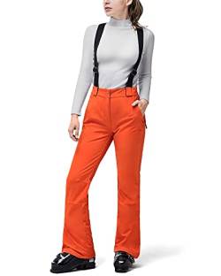 33,000ft Damen Skihose Hosenträgerhose Outdoorhose Wasserdicht Winddichte Softshellhose Warme Gefütterte Schneehose Snowboardhose Skilanglaufhose Thermohose Wanderhose Ski Pant, Orange L von 33,000ft