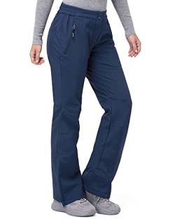 33,000ft Damen Skihose Outdoorhose Wasserdicht Winddichte Softshellhose Warme Gefütterte Trekkinghose Atmungsaktive Schnelltrocknende Thermohose Wanderhose Winter Ski Pants Women Navy Blau 36 * 31L von 33,000ft