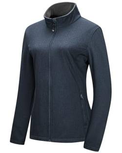 33,000ft Damen Softshell Jacke Wasserdicht Leichtes Fleece Gefüttert Übergangsjacke Warme Winterjacke Atmungsaktive Windbreaker zum Laufen Golf Wandern Dunkelblau Heidekraut S von 33,000ft