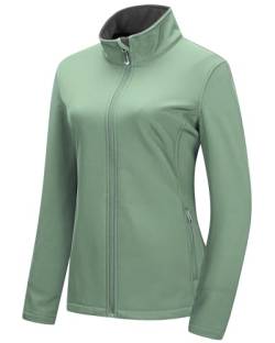 33,000ft Damen Softshell Jacke Wasserdicht Leichtes Fleece Gefüttert Übergangsjacke Warme Winterjacke Atmungsaktive Windbreaker zum Laufen Golf Wandern Hellgrün M von 33,000ft