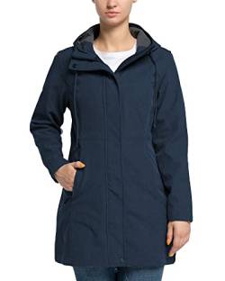 33,000ft Damen Softshelljacke Leichte Wasserdichte Regenjacke Lange Übergangsjacke Funktionsjacke Windjacke Atmungsaktive Softshellmantel mit Kapuze Regenmantel für Wandern Sporten, Mitternachtsblau M von 33,000ft