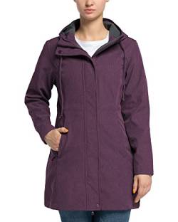 33,000ft Damen Softshelljacke Leichte Wasserdichte Regenjacke Lange Übergangsjacke Funktionsjacke Windjacke Atmungsaktive Softshellmantel mit Kapuze Regenmantel für Wandern Sporten, Purpurrot 3XL von 33,000ft