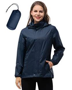 33,000ft Damen Wasserdichte Faltbar Regenjacke mit Kapuze, Leicht Atmungsaktive Windbreaker Jacke, Fahrradjacke für Frauen Fahrrad Sport Outdoorjacke von 33,000ft