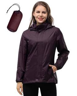 33,000ft Damen Wasserdichte Faltbar Regenjacke mit Kapuze, Leicht Atmungsaktive Windbreaker Jacke, Fahrradjacke für Frauen Fahrrad Sport Outdoorjacke von 33,000ft