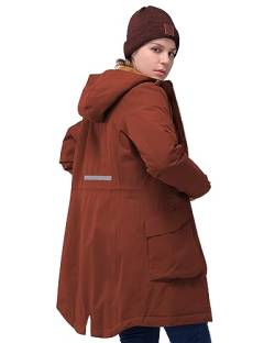 33,000ft Damen Wintermantel Lange Warme Winterjacke Wasserdichte Winddichte Parka Regenjacke Verdickene Funktionsjacke Mit Kapuze Übergangsjacke Outdoorjacke, Kirschrot XS von 33,000ft