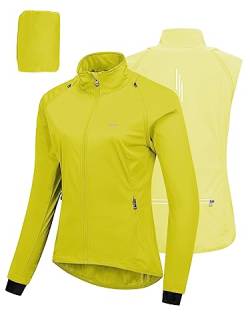 33,000ft Fahrradjacke Damen Wasserdicht Atmungsaktiv Sommer UV-Schutz Leicht Fahrradweste mit Abnehmbaren Ärmeln Fahrrad Reflektierend Regenjacke Frauen Grün XS von 33,000ft