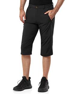 33,000ft Herren 3/4 Hose Cargo Shorts Kurze Wanderhose Stretch Leichte Radhose Sommer Capri Dreiviertel Hose Outdoor Shorts UPF 50+ mit Viele Taschen für Wandern Laufen Radfahren Schwarz 2XL von 33,000ft