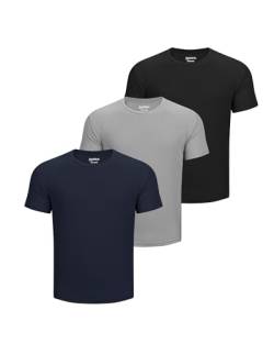 33,000ft Herren 3er-Pack Sport Tshirt Kurzarm Schnelltrocknende Atmungsaktive Shirt Regular Fit für Laufen Training, 3er-Pack: Schwarz+Gray+Navy Blau S von 33,000ft
