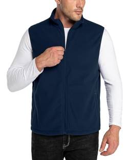 33,000ft Herren Fleece Gilets Leichte Ärmellose Weste Jacke Warme Oberbekleidung Golf Gilets Mit Reißverschlusstaschen, dunkelblau, XXL von 33,000ft