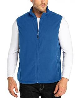 33,000ft Herren Fleece Weste Jacke Standkragen Ultraleicht Outdoor Ärmellose Fleecejacke Gilets Tops Fleeceweste Herren mit Taschen Reißverschluss (Blau,2XL) von 33,000ft