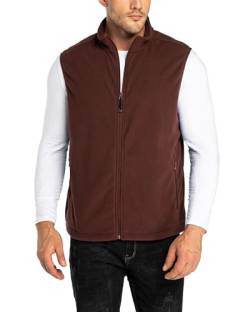 33,000ft Herren Fleece Weste Jacke Standkragen Ultraleicht Outdoor Ärmellose Fleecejacke Gilets Tops Fleeceweste Herren mit Taschen Reißverschluss (Dunkelbraun,M) von 33,000ft