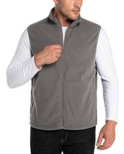 33,000ft Herren Fleece Weste Jacke Standkragen Ultraleicht Outdoor Ärmellose Fleecejacke Gilets Tops Fleeceweste Herren mit Taschen Reißverschluss (Dunkelgrau,L) von 33,000ft