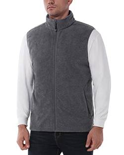 33,000ft Herren Fleece Weste Jacke Standkragen Ultraleicht Outdoor Ärmellose Fleecejacke Gilets Tops Fleeceweste Herren mit Taschen Reißverschluss (Hanfasche,2XL) von 33,000ft