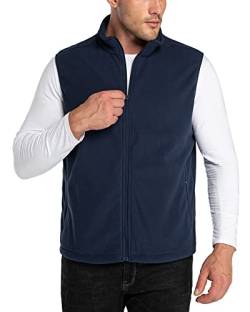 33,000ft Herren Fleece Weste Jacke Standkragen Ultraleicht Outdoor Ärmellose Fleecejacke Gilets Tops Fleeceweste Herren mit Taschen Reißverschluss (Marineblau,M) von 33,000ft