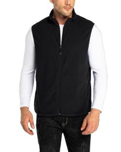 33,000ft Herren Fleece Weste Jacke Standkragen Ultraleicht Outdoor Ärmellose Fleecejacke Gilets Tops Fleeceweste Herren mit Taschen Reißverschluss (Schwarz,2XL) von 33,000ft