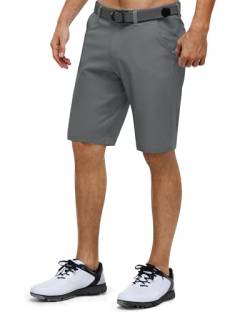 33,000ft Herren Golf Shorts Stretch Kurze Golfhosen Leichte Schnelltrocknende 11" Bermuda Shorts Kurze Hose mit 3 Tee-Halter Casual Shorts Arbeitshorts mit 5 Taschen für Golfen Arbeit Grau 32 von 33,000ft