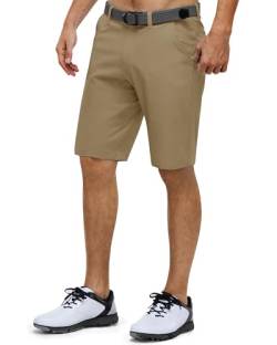 33,000ft Herren Golf Shorts Stretch Kurze Golfhosen Leichte Schnelltrocknende 11" Bermuda Shorts Kurze Hose mit 3 Tee-Halter Casual Shorts Arbeitshorts mit 5 Taschen für Golfen Arbeit Helles Khaki 30 von 33,000ft