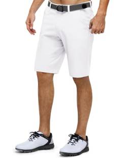 33,000ft Herren Golf Shorts Stretch Kurze Golfhosen Leichte Schnelltrocknende 11" Bermuda Shorts Kurze Hose mit 3 Tee-Halter Casual Shorts Arbeitshorts mit 5 Taschen für Golfen Arbeit Weiß 32 von 33,000ft