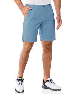 33,000ft Herren Golf Shorts UPF 50+ Stretch Shorts Leichte Schnelltrocknende 9" Bermuda Shorts Kurze Golfhose mit 3 Tee-Halter für Golfen Frieden Blau 32 von 33,000ft