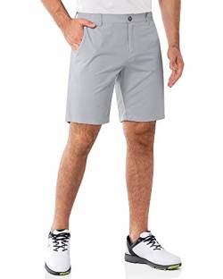 33,000ft Herren Golf Shorts UPF 50+ Stretch Shorts Leichte Schnelltrocknende 9" Bermuda Shorts Kurze Golfhose mit 3 Tee-Halter für Golfen Silbergrau 32 von 33,000ft