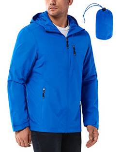 33,000ft Herren Outdoor Wasserdichte Jacken Packable Windbreaker Leicht Schnell Trocken Regenmantel Outdoor Jacke für Radfahren Camping, leuchtendes Blau, XXL von 33,000ft