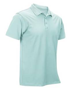 33,000ft Herren Poloshirt Golf Shirt UPF50+ Sonnenschutz Sommer Kurzarm Tshirts Schnelltrocknend Performance Sportshirt Outdoor Einfarbige Polohemd für Männer zum Golfen Tennis Grün 2XL von 33,000ft