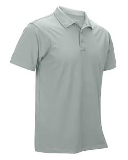 33,000ft Herren Poloshirt Golf Shirt UPF50+ Sonnenschutz Sommer Kurzarm Tshirts Schnelltrocknend Performance Sportshirt Outdoor Einfarbige Polohemd für Männer zum Golfen Tennis Hellgrau 2XL von 33,000ft