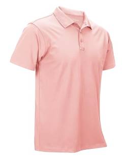 33,000ft Herren Poloshirt Golf Shirt UPF50+ Sonnenschutz Sommer Kurzarm Tshirts Schnelltrocknend Performance Sportshirt Outdoor Einfarbige Polohemd für Männer zum Golfen Tennis Rosa 2XL von 33,000ft