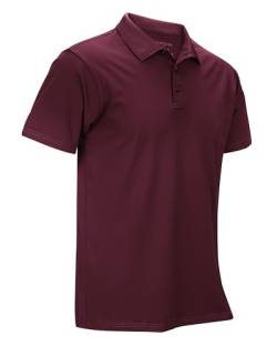 33,000ft Herren Poloshirt Golf Shirt UPF50+ Sonnenschutz Sommer Kurzarm Tshirts Schnelltrocknend Performance Sportshirt Outdoor Einfarbige Poloshirts für Männer zum Golfen Tennis Dunkelrot 3XL von 33,000ft