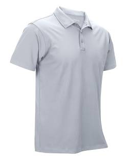 33,000ft Herren Poloshirt Golf Shirt UPF50+ Sonnenschutz Sommer Kurzarm Tshirts Schnelltrocknend Performance Sportshirt Outdoor Einfarbige Poloshirts für Männer zum Golfen Tennis Eisengrau 2XL von 33,000ft