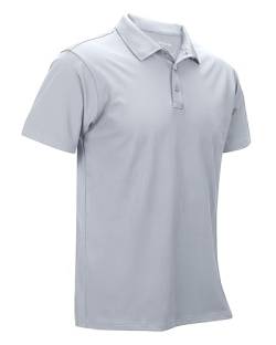 33,000ft Herren Poloshirt Golf Shirt UPF50+ Sonnenschutz Sommer Kurzarm Tshirts Schnelltrocknend Performance Sportshirt Outdoor Einfarbige Poloshirts für Männer zum Golfen Tennis Eisengrau S von 33,000ft