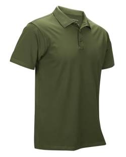 33,000ft Herren Poloshirt Golf Shirt UPF50+ Sonnenschutz Sommer Kurzarm Tshirts Schnelltrocknend Performance Sportshirt Outdoor Einfarbige Poloshirts für Männer zum Golfen Tennis Metallgrün 2XL von 33,000ft
