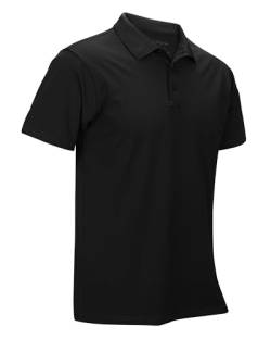 33,000ft Herren Poloshirt Golf Shirt UPF50+ Sonnenschutz Sommer Kurzarm Tshirts Schnelltrocknend Performance Sportshirt Outdoor Einfarbige Poloshirts für Männer zum Golfen Tennis Schwarz M von 33,000ft