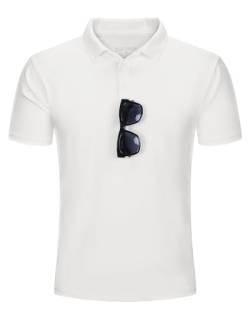 33,000ft Herren Poloshirt Golf Shirt UPF50+ Sonnenschutz Sommer Kurzarm Tshirts Schnelltrocknend Performance Sportshirt Outdoor Einfarbige Poloshirts für Männer zum Golfen Tennis Weiß 2XL von 33,000ft