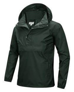 33,000ft Herren Regenjacke Leichter Wasserdichter Packbarer Pullover mit Kapuze und Reflektor für Fahrrad Wandern Outdoor, Armeegrün 2XL von 33,000ft